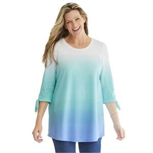 Woman Within Azure Ombre Tunic Top